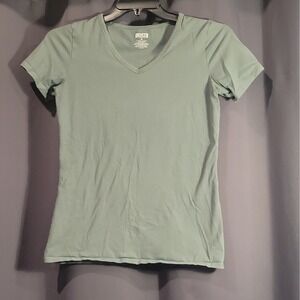 Duluth Trading Co. Women's V-Neck Stretch Knit T-Shirt Solid Green M